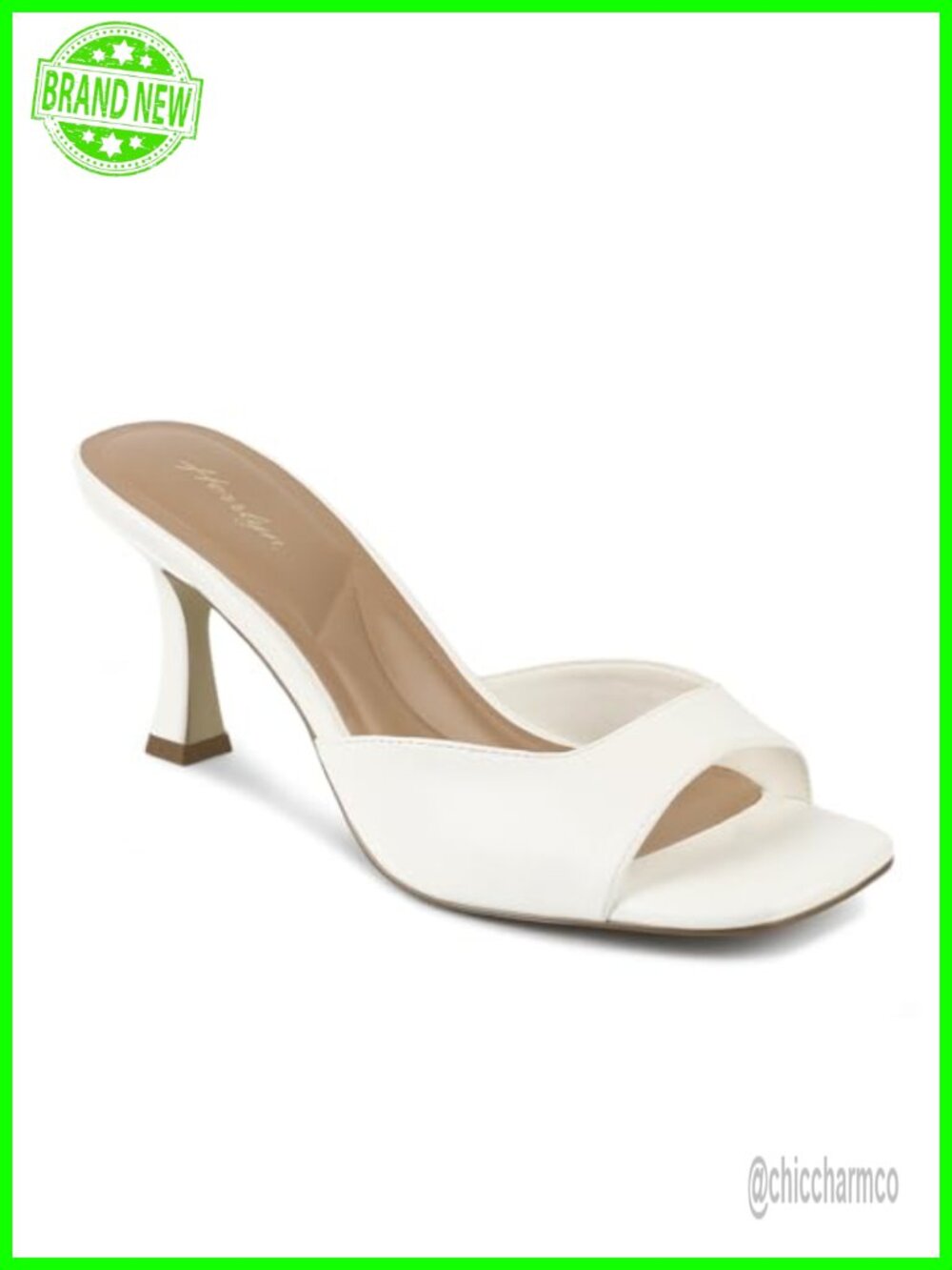 Women's Square Toe Kitten Heel Mules Slip On Backless Sandals PU